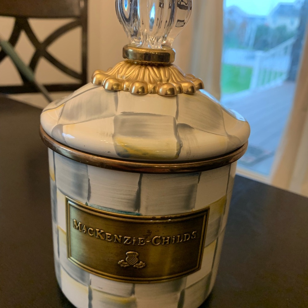 MacKenzie-Childs Sterling Check small enamel jar